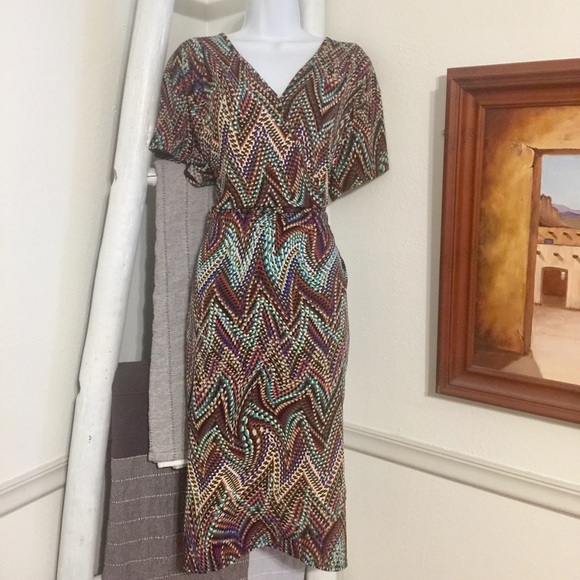 Cato Dresses & Skirts - Cato faux wrap chevron dress